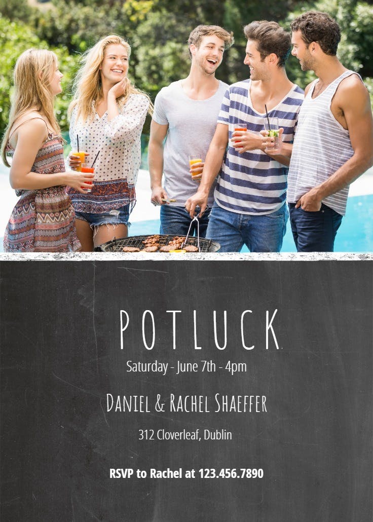Photo and chalkboard - potluck invitation